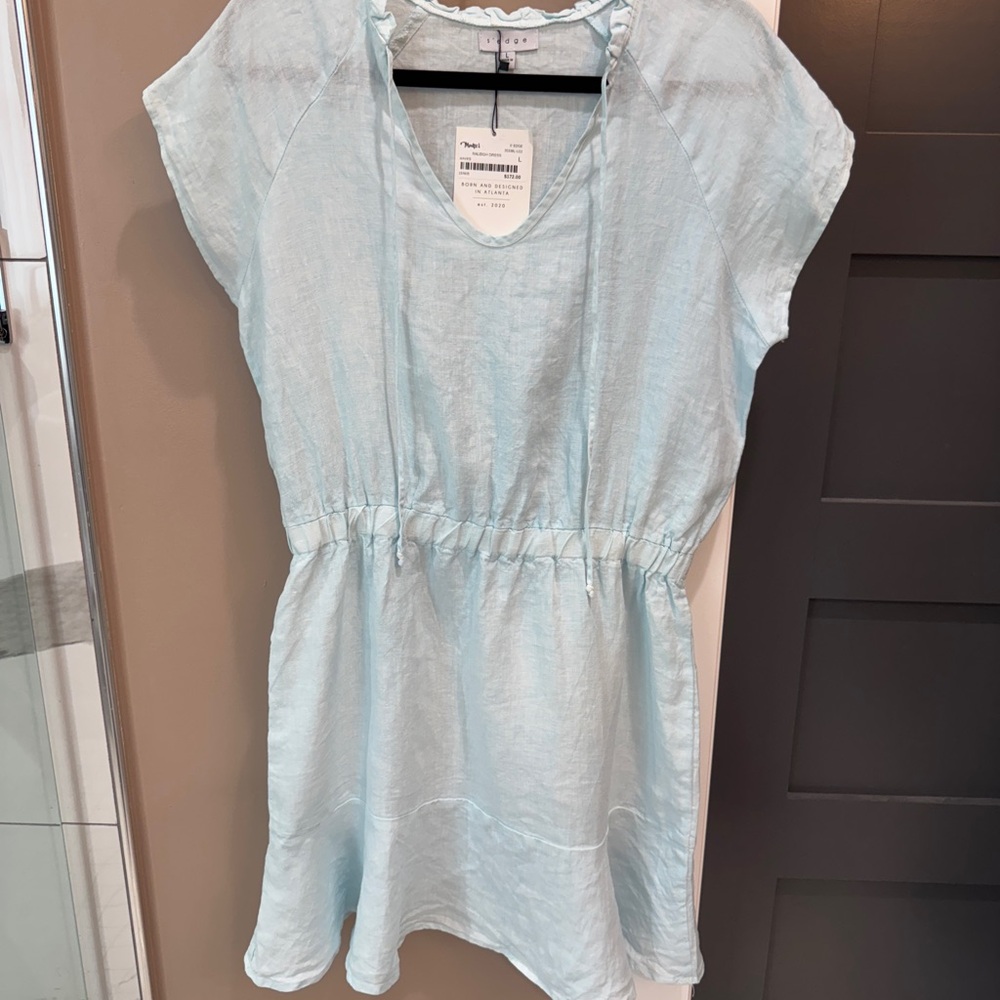 S’edge light blue linen dress